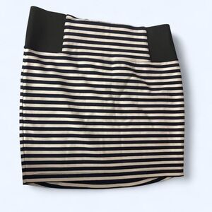 Charlotte Russe Black and Cream Striped Pencil Skirt